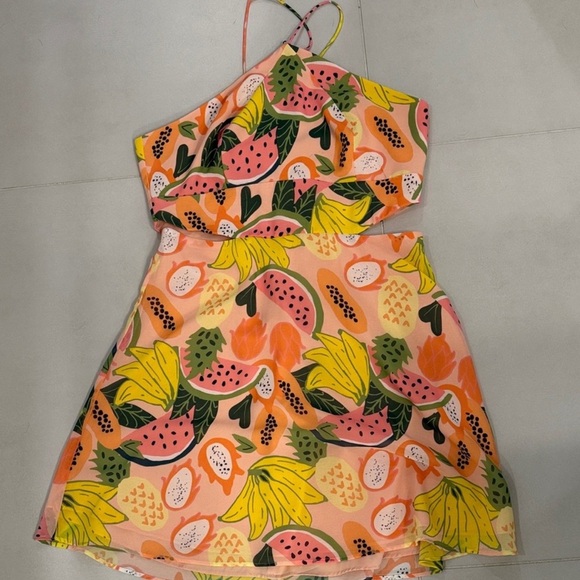 Hutch By Anthropologie Mixed Fruit Halter Dress Size 8 - Picture 2 of 3